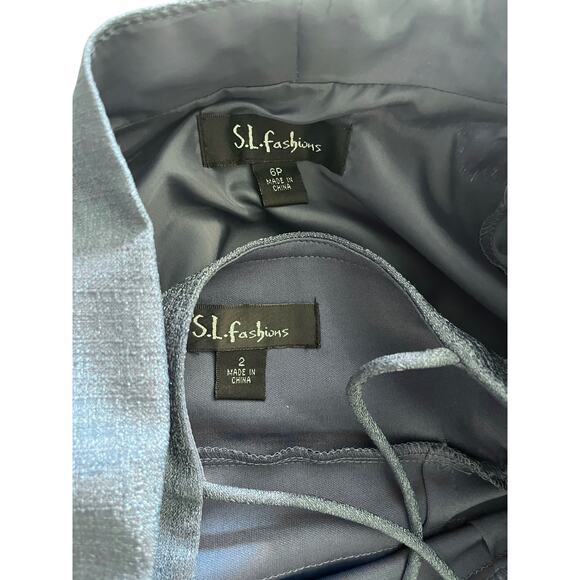 SL Fashions Formal DRESS 2+ CROP JACKET 6P Blue Tiered Beaded Ruffled Mob Wife - Picture 8 of 10